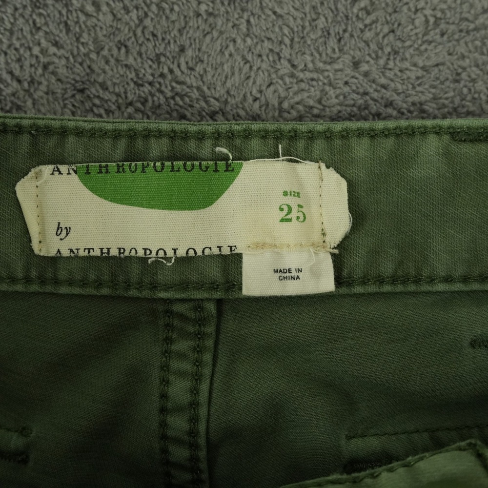 Anthropologie Pants Womens 27 Green Floral Embroidered Utility Straight Leg - Picture 5 of 9
